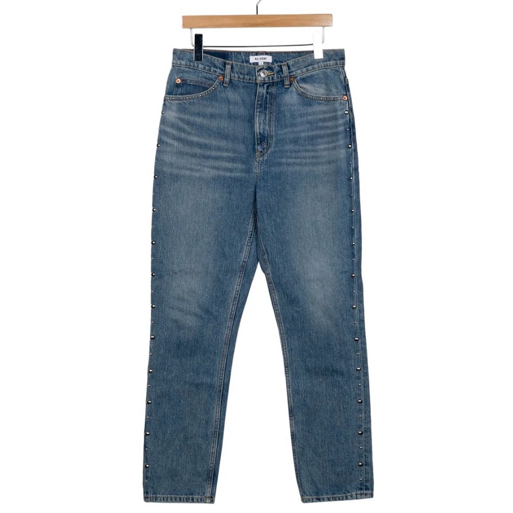 RE/DONE High-Rise Studded Straight Leg Jeans